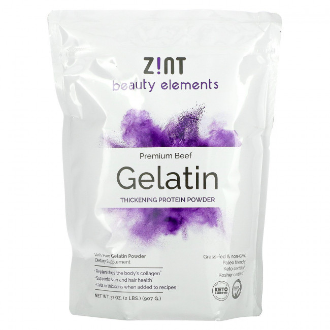 Zint, говяжий желатин, Pure Protein, 907 г (32 унции) Zint, говяжий желатин, Pure Protein, 907 г (32 унции)