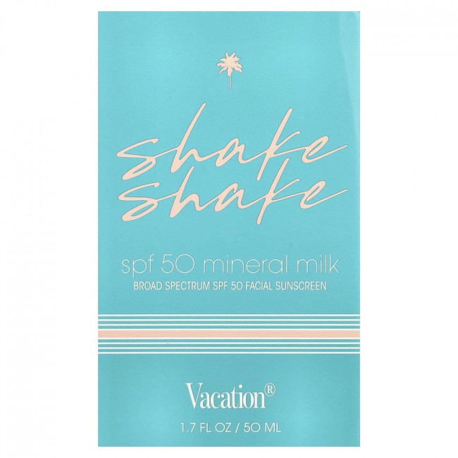 Vacation, Shake Shake, минеральное молочко для лица с солнцезащитным кремом, SPF 50, 50 мл (1,7 жидких унций)
