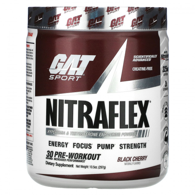 GAT, Sport, NITRAFLEX, черная вишня, 297 г (10,5 унции) GAT, Sport, NITRAFLEX, черная вишня, 297 г (10,5 унции)