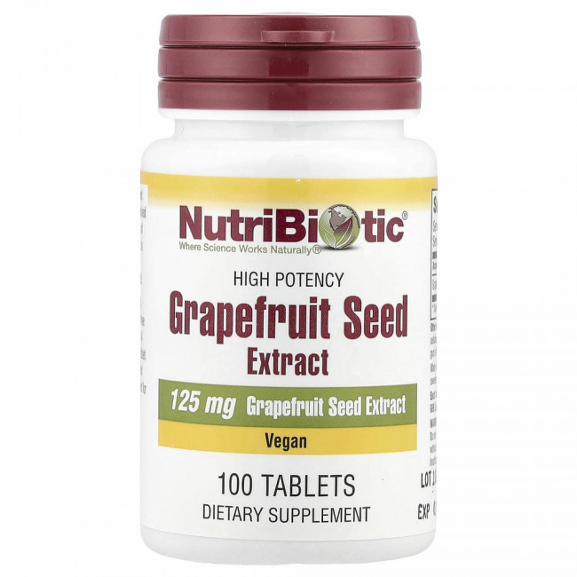 NutriBiotic, экстракт семян грейпфрута, 125 мг, 100 таблеток