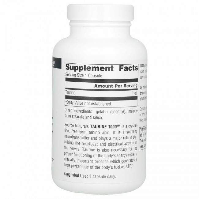 Source Naturals, таурин, 1000 мг, 120 капсул Source Naturals, таурин, 1000 мг, 120 капсул