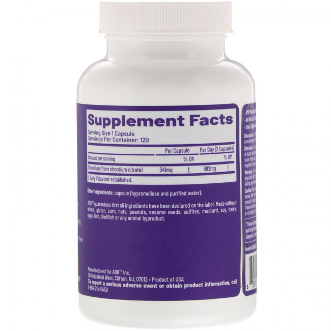 Advanced Orthomolecular Research AOR, Strontium Support II, 120 вегетарианских капсул Advanced Orthomolecular Research AOR, Strontium Support II, 120 вегетарианских капсул