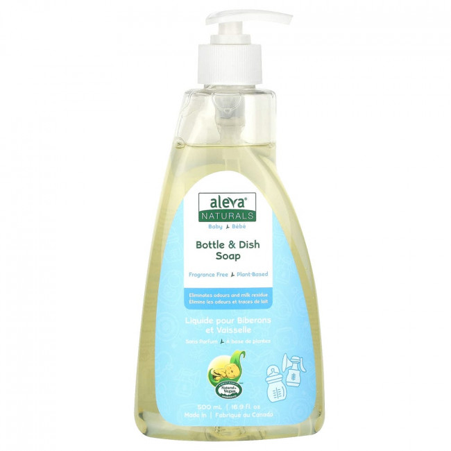 Aleva Naturals, Мыло для бутылочек и посуды, без отдушек, 500 мл (16,9 жидк. Унции)