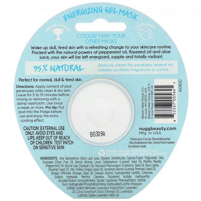 Nugg, Total Refresh Energizing Gel Mask, 0.33 fl oz (10 ml) Nugg, Total Refresh Energizing Gel Mask, 0.33 fl oz (10 ml)