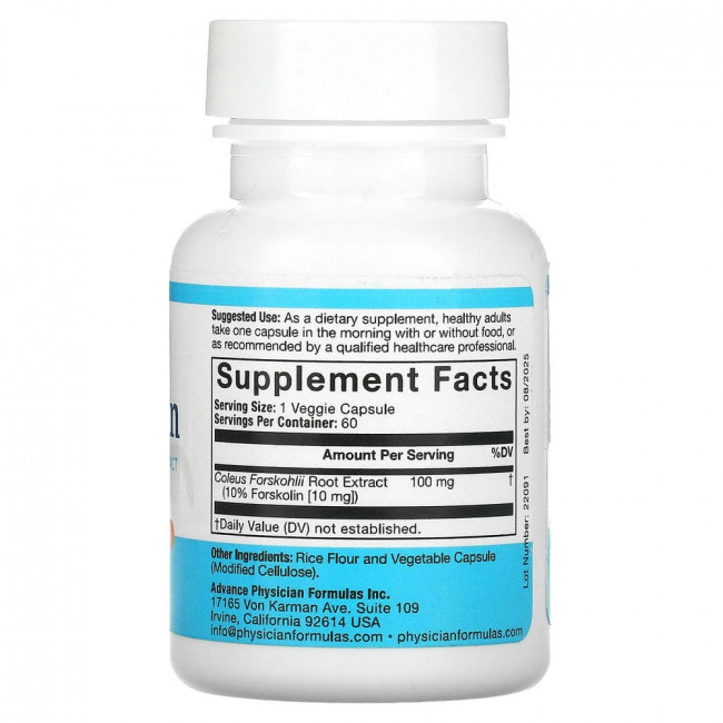 Advance Physician Formulas, Форсколин - экстракт корня колеус форсколии, 100 мг, 60 капсул