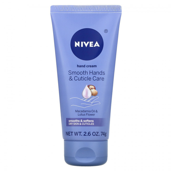 Nivea, Крем для рук, масло макадамии и цветок лотоса, 74 г (2,6 унции) Nivea, Крем для рук, масло макадамии и цветок лотоса, 74 г (2,6 унции)