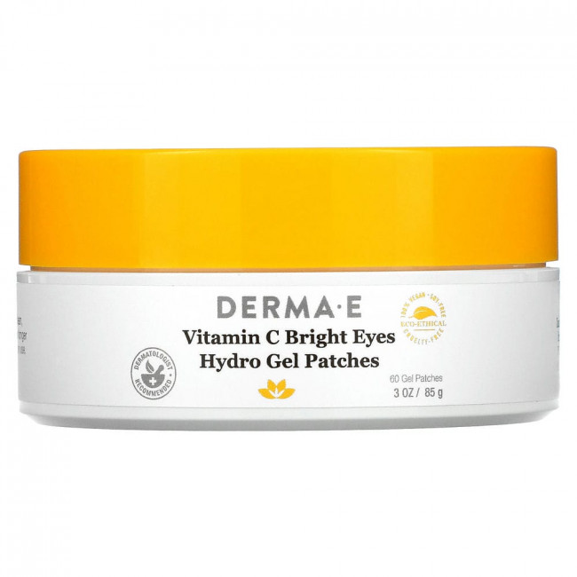 Derma E, Bright Eyes, гидрогелевые патчи с витамином C, 60 патчей, 85 г (3 унции)