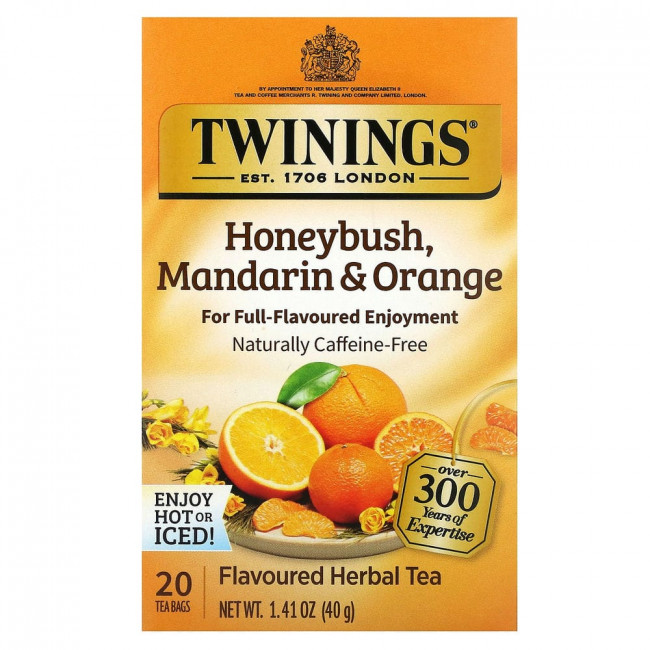 Twinings, травяной чай, ханибуш, мандарин и апельсин, без кофеина, 20 чайных пакетиков в индивидуальной упаковке, 40 г (1,41 унции) Twinings, травяной чай, ханибуш, мандарин и апельсин, без кофеина, 20 чайных пакетиков в индивидуальной упаковке, 40 г (1,41 унции)