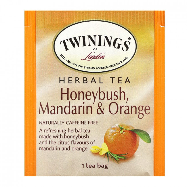 Twinings, травяной чай, ханибуш, мандарин и апельсин, без кофеина, 20 чайных пакетиков в индивидуальной упаковке, 40 г (1,41 унции) Twinings, травяной чай, ханибуш, мандарин и апельсин, без кофеина, 20 чайных пакетиков в индивидуальной упаковке, 40 г (1,41 унции)
