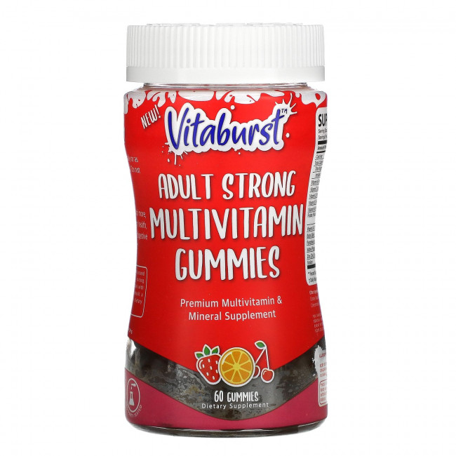 Vitaburst, Adult Strong Multivitamin Gummies, Strawberry, Orange & Cherry Flavors, 60 Gummies Vitaburst, Adult Strong Multivitamin Gummies, Strawberry, Orange & Cherry Flavors, 60 Gummies