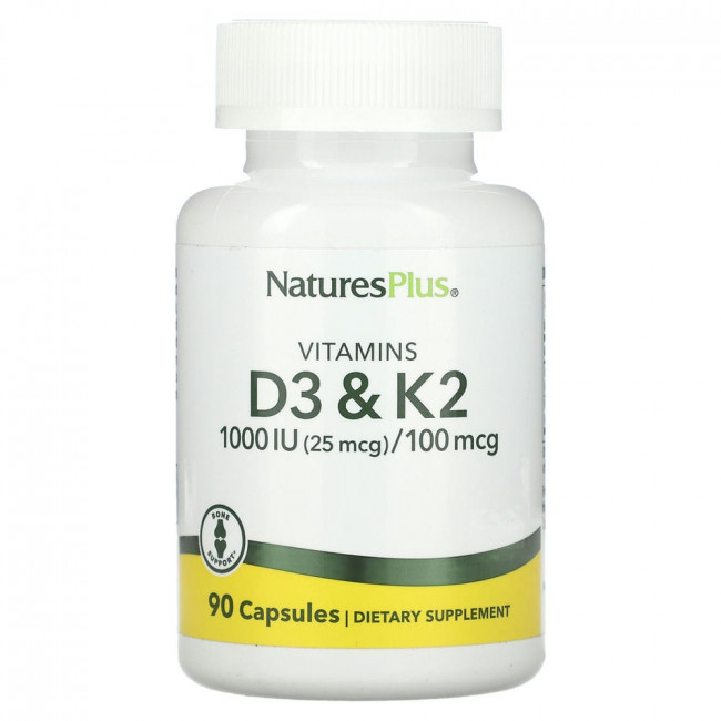 NaturesPlus, витамин D3 и витамин K2, 90 капсул NaturesPlus, витамин D3 и витамин K2, 90 капсул