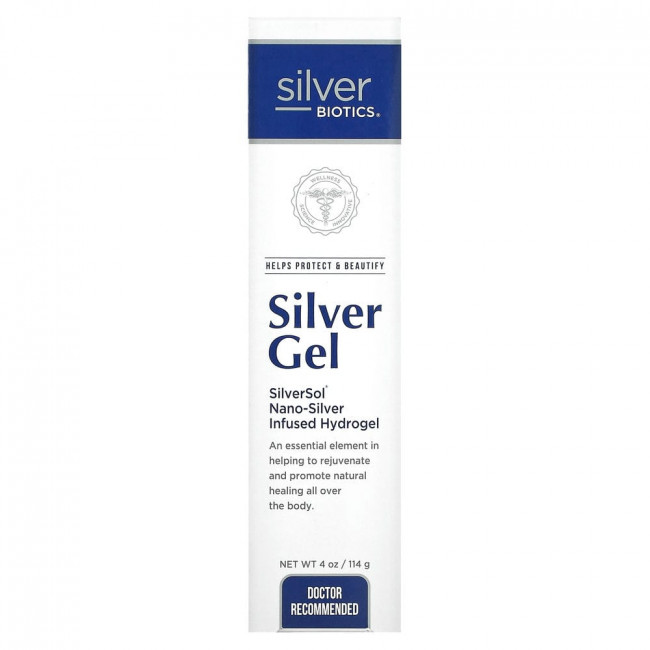 American Biotech Labs, Silver Biotics, Silver gel, гидрогель с добавкой SliverSol с нано-серебром, 4 жидких унции (114 г) American Biotech Labs, Silver Biotics, Silver gel, гидрогель с добавкой SliverSol с нано-серебром, 4 жидких унции (114 г)