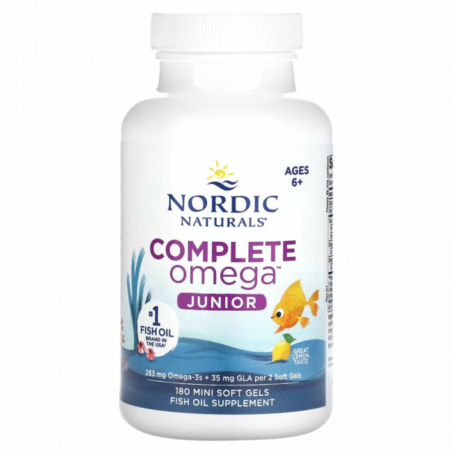 Nordic Naturals, Complete Omega Junior, для детей от 6 до 12 лет, лимон, 180 мини-капсул