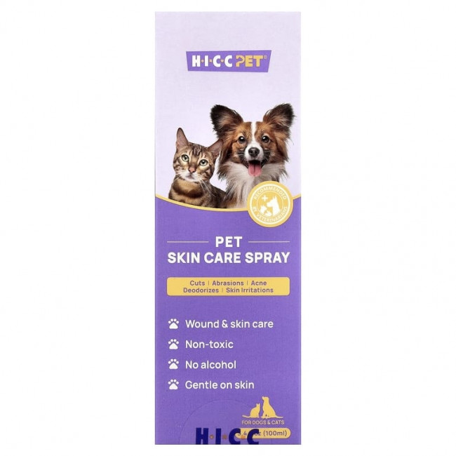 HICC Pet, спрей для ухода за кожей домашних животных, для собак и кошек, 100 мл (3,4 жидк. унции) HICC Pet, спрей для ухода за кожей домашних животных, для собак и кошек, 100 мл (3,4 жидк. унции)