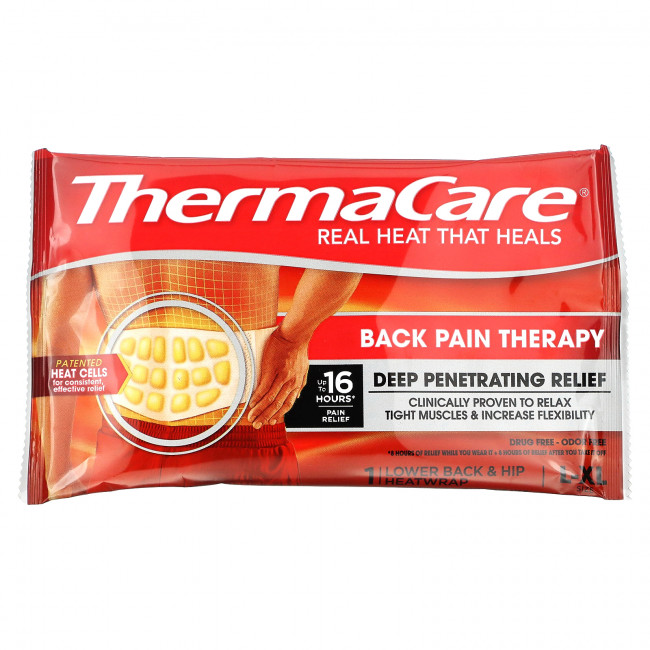 ThermaCare, Лечение боли в спине, L-XL, 2 тепловых обертывания для поясницы и бедер ThermaCare, Лечение боли в спине, L-XL, 2 тепловых обертывания для поясницы и бедер