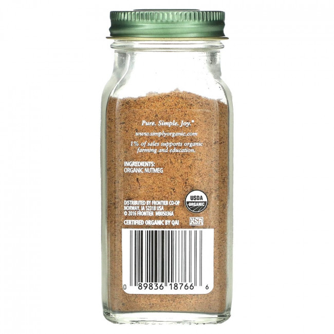 Simply Organic, Молотый мускатный орех, 65 г (2,30 унции)