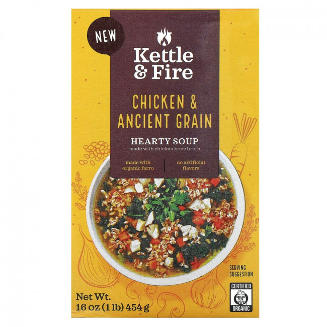 Kettle & Fire, Hearty Soup, Chicken & Ancient Grain , 1 lb (454 g)
