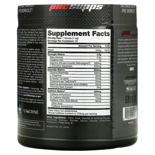 ProSupps, Mr. Hyde, Nitro X, предтренировочный комплекс со вкусом мороженого из голубой малины, 222 г (7,8 унции)
