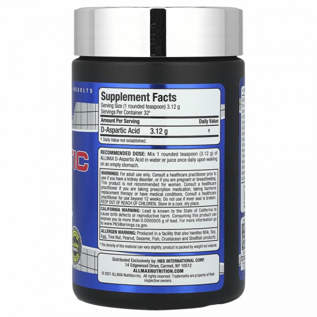 ALLMAX Nutrition, D-аспарагиновая кислота, 100г ALLMAX Nutrition, D-аспарагиновая кислота, 100г