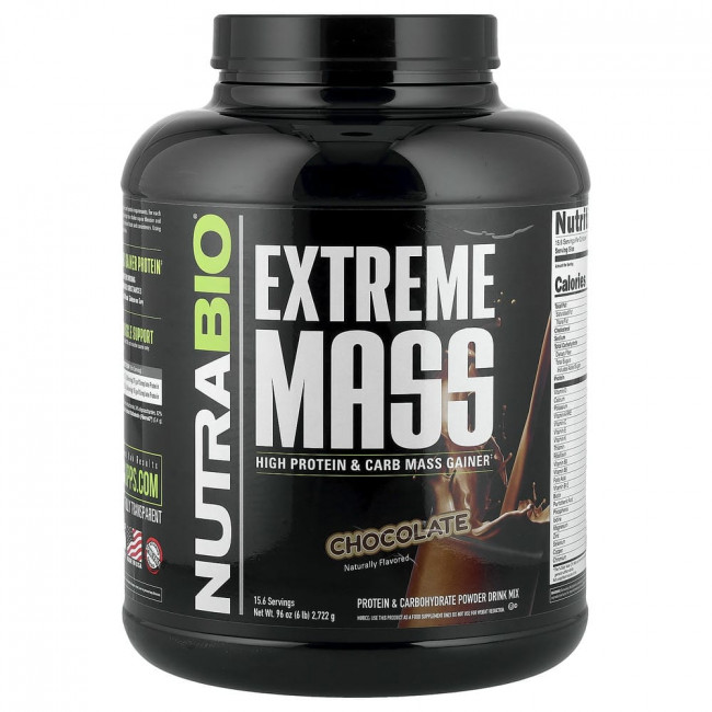 NutraBio, Extreme Mass, шоколадный, 6 фунтов (2722 г)