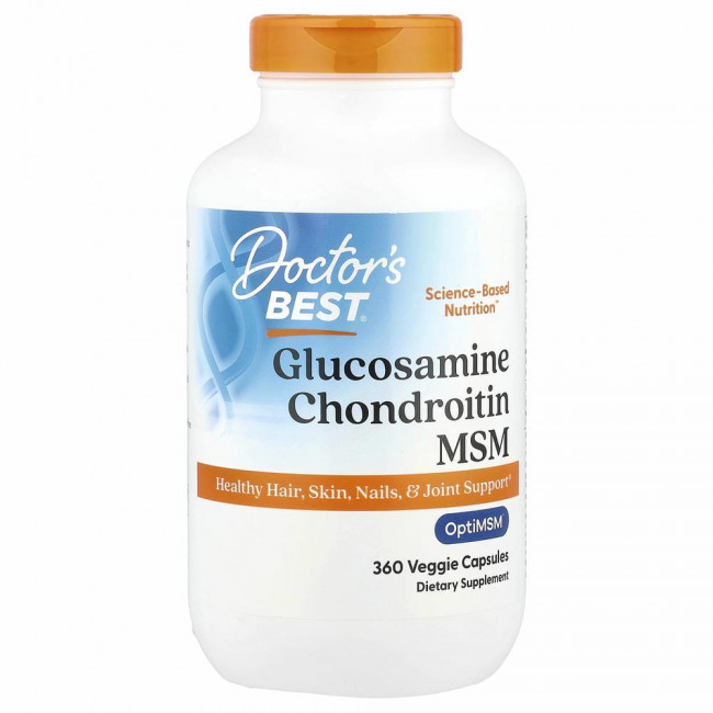 Doctor's Best, глюкозамин, хондроитин и МСМ с OptiMSM, 360 вегетарианских капсул