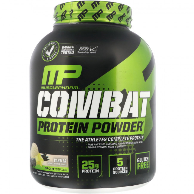 MusclePharm, Белковый порошок Combat, ваниль, 4 фунта (1814 г) MusclePharm, Белковый порошок Combat, ваниль, 4 фунта (1814 г)