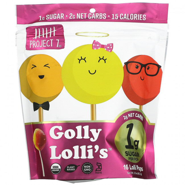 Project 7, Golly Lolli's, ассорти, 16 леденцов Project 7, Golly Lolli's, ассорти, 16 леденцов