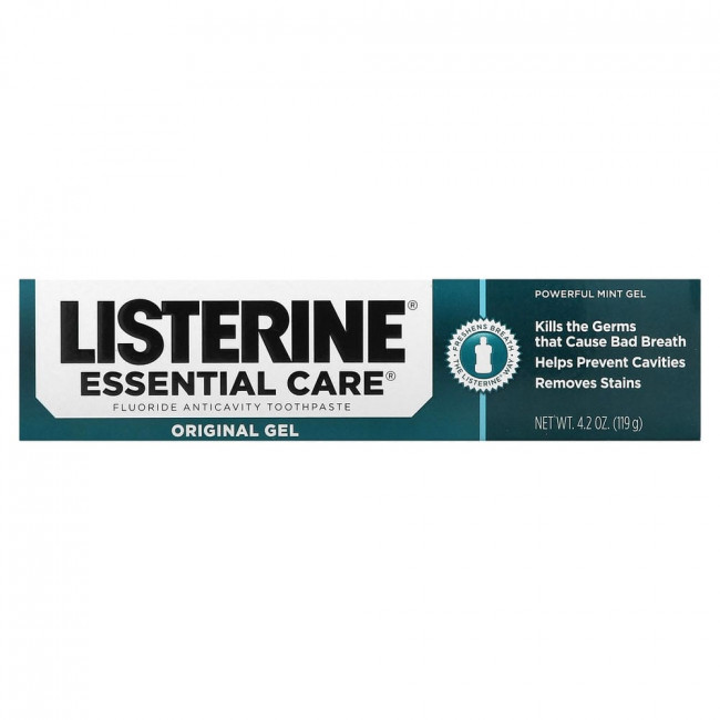 Зубная паста Listerine с фтором против кариеса, оригинальный гель, насыщенный мятный вкус, 119 г (4,2 унции) (снята с производства)