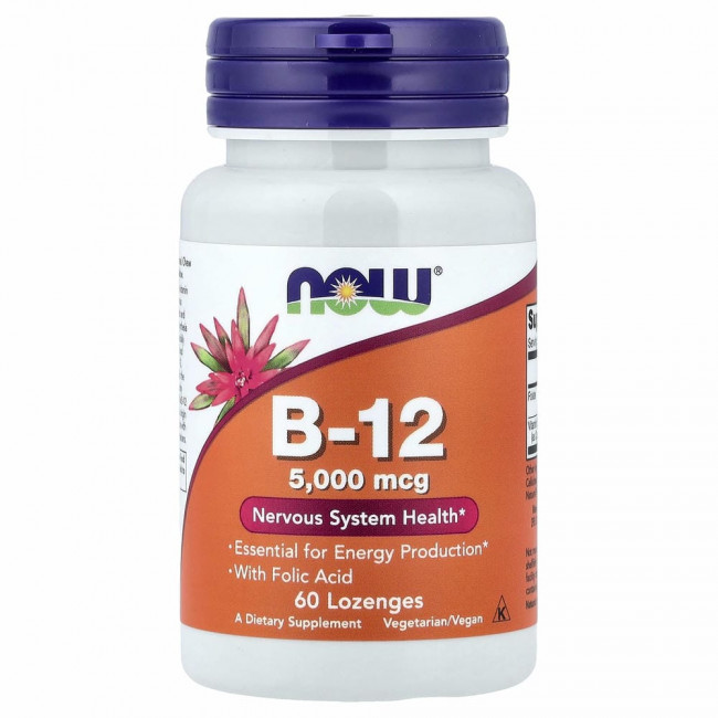 NOW Foods, витамин B12, 5000 мкг, 60 пастилок