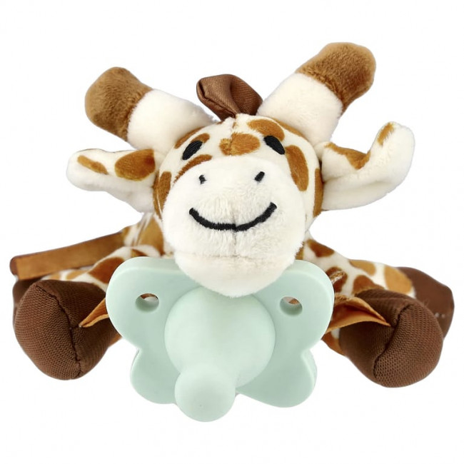 Dr. Brown's, Lovey, Happy Paci™, силиконовый контейнер для соски и держателя для зубов, для детей от 0 до 12 месяцев, жираф, набор из 2 предметов Dr. Brown's, Lovey, Happy Paci™, силиконовый контейнер для соски и держателя для зубов, для детей от 0 до 12 месяцев, жираф, набор из 2 предметов