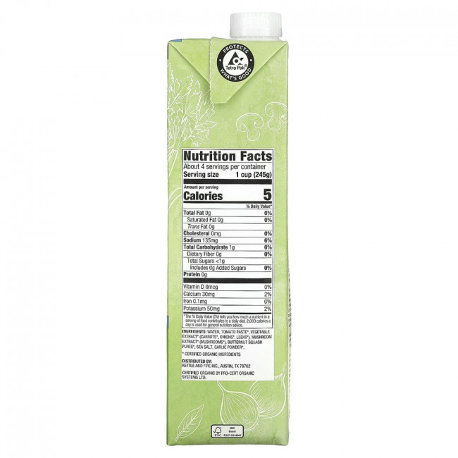 Kettle & Fire, Organic Vegetable Broth, 32 oz (907 g)