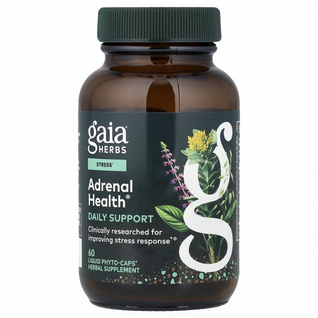 Gaia Herbs, Adrenal Health, ежедневная поддержка, 60 веганских жидких фито-капсул Gaia Herbs, Adrenal Health, ежедневная поддержка, 60 веганских жидких фито-капсул