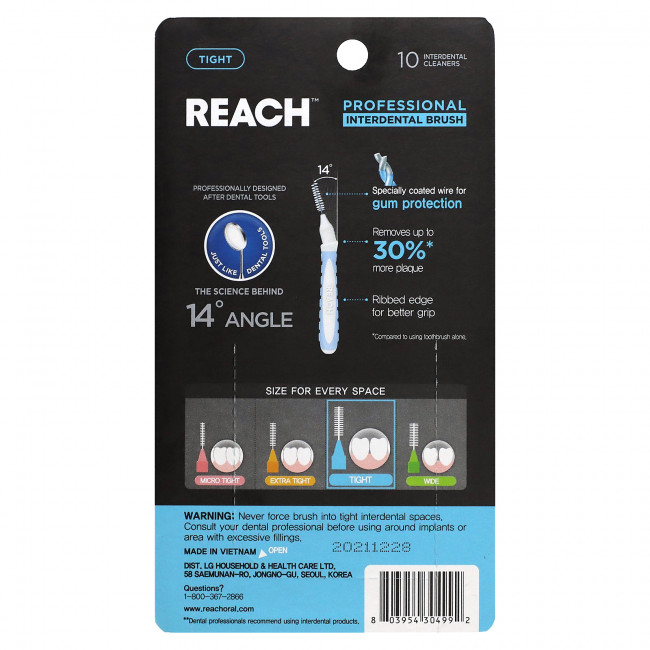 Reach, Professional Interdental Brush, Tight, 10 Interdental Cleaners Reach, Professional Interdental Brush, Tight, 10 Interdental Cleaners