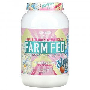 Axe & Sledge Supplements, Farm Fed, Grass Fed Whey Protein Isolate, Dippin' Dots Birthday Cake Ice Cream, 32.8 oz (930 g)