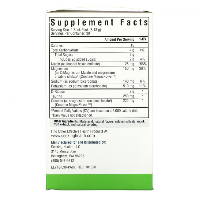 Seeking Health, Optimal Electrolyte, лимонад, 30 пакетиков по 8,18 г (0,29 унции)