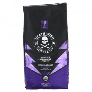 Death Wish Coffee, The World's Strongest Coffee, Whole Bean, Espresso Roast, Dark, 14 oz (396 g)