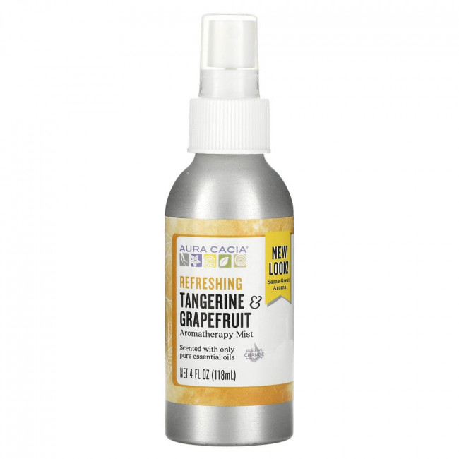 Aura Cacia, спрей для ароматерапии, для распыления в помещении и нанесения на кожу, освежающий мандарин и грейпфрут, 118 мл (4 жидк. унции) Aura Cacia, спрей для ароматерапии, для распыления в помещении и нанесения на кожу, освежающий мандарин и грейпфрут, 118 мл (4 жидк. унции)