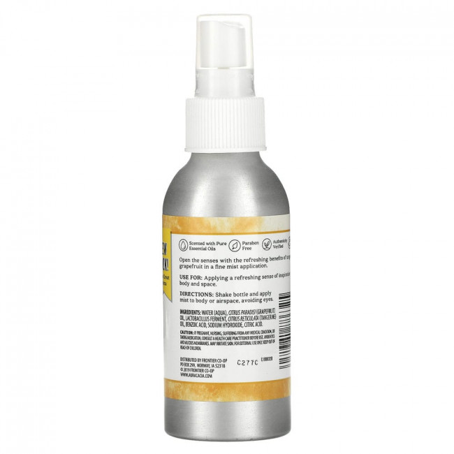 Aura Cacia, спрей для ароматерапии, для распыления в помещении и нанесения на кожу, освежающий мандарин и грейпфрут, 118 мл (4 жидк. унции) Aura Cacia, спрей для ароматерапии, для распыления в помещении и нанесения на кожу, освежающий мандарин и грейпфрут, 118 мл (4 жидк. унции)