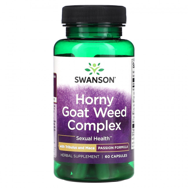 Swanson, Комплекс Horny Goat Weed с трибулусом и макой, 60 капсул Swanson, Комплекс Horny Goat Weed с трибулусом и макой, 60 капсул