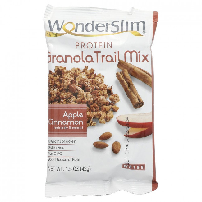 WonderSlim, протеиновая гранола-смесь с яблоком и корицей, 7 пакетиков по 42 г (снят с производства) (товар снят с производства)