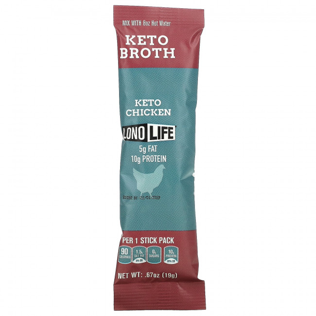 Lonolife, Keto Broth, куриный бульон, 4 пакетика по 19 г (0,67 унции) Lonolife, Keto Broth, куриный бульон, 4 пакетика по 19 г (0,67 унции)