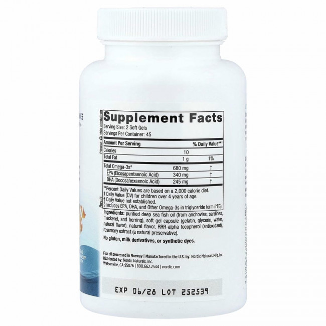 Nordic Naturals, Ultimate Omega Junior, для детей от 6 до 12 лет, со вкусом клубники, 340 мг, 90 мини-капсул