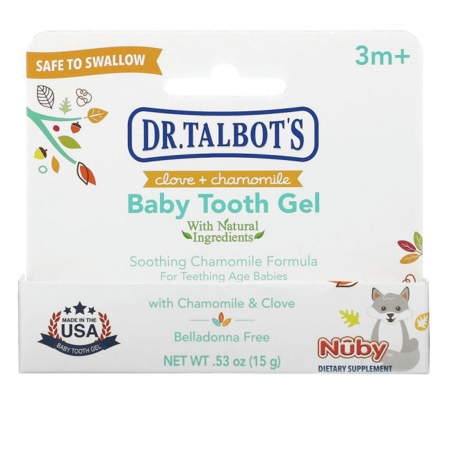 Dr. Talbot's, Детский зубной гель, гвоздика + ромашка, 3 месяца +, 0,53 унции (15 г) Dr. Talbot's, Детский зубной гель, гвоздика + ромашка, 3 месяца +, 0,53 унции (15 г)