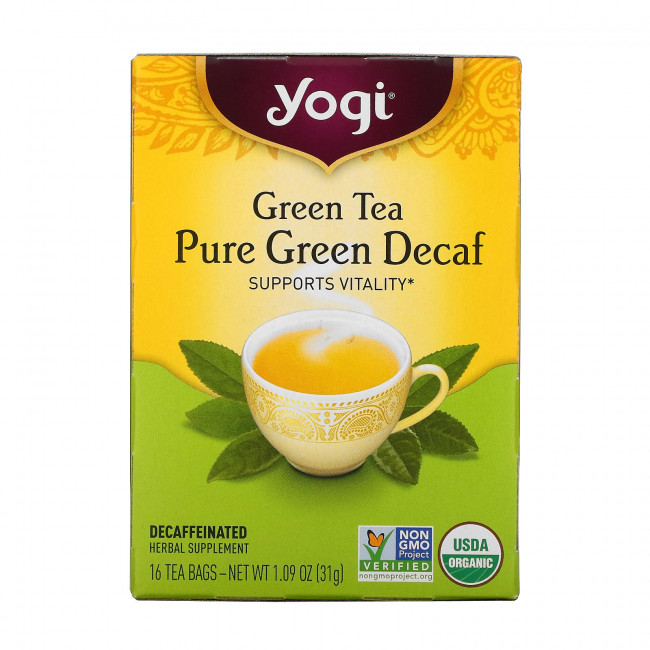 Yogi Tea, Зеленый чай Pure Green Decaf, 16 чайных пакетиков, 1.09 унций (31 г) Yogi Tea, Зеленый чай Pure Green Decaf, 16 чайных пакетиков, 1.09 унций (31 г)