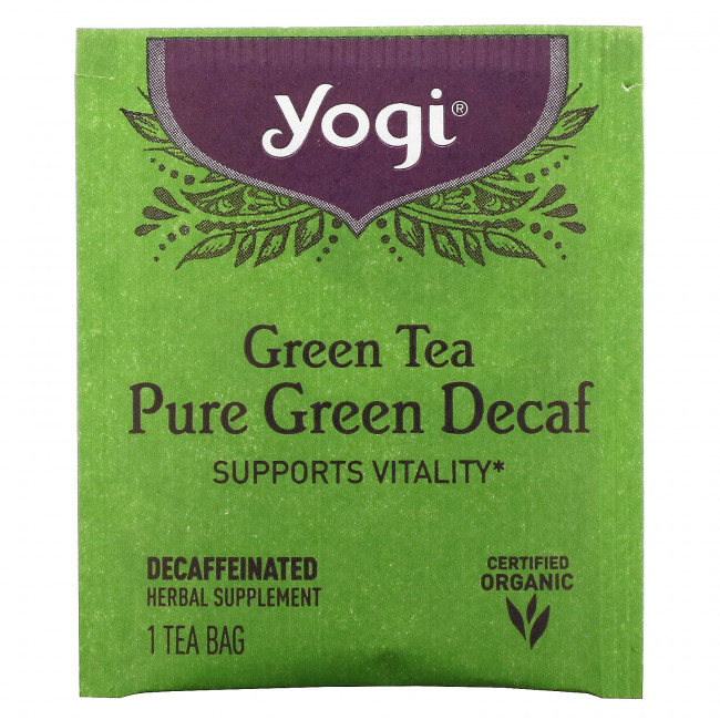 Yogi Tea, Зеленый чай Pure Green Decaf, 16 чайных пакетиков, 1.09 унций (31 г) Yogi Tea, Зеленый чай Pure Green Decaf, 16 чайных пакетиков, 1.09 унций (31 г)