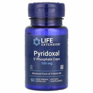 Life Extension, пиридоксаль 5'-фосфат в капсулах, 100 мг, 60 вегетарианских капсул Life Extension, пиридоксаль 5'-фосфат в капсулах, 100 мг, 60 вегетарианских капсул