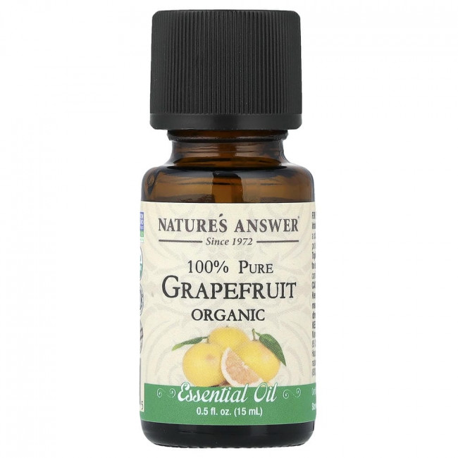 Эфирное масло Nature's Answer, 100% чистое органическое, грейпфрут, 15 мл (0,5 жидких унций)