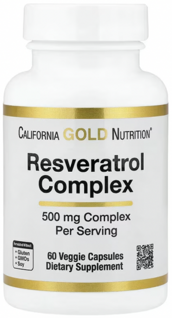 California Gold Nutrition, комплекс с ресвератролом, 60 растительных капсул