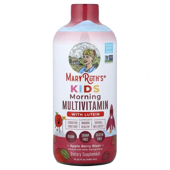 MaryRuth's, для детей, утренняя мультивитаминная добавка с лютеином, со вкусом яблока и ягод, 450 мл (15,22 жидк. унции) MaryRuth's, для детей, утренняя мультивитаминная добавка с лютеином, со вкусом яблока и ягод, 450 мл (15,22 жидк. унции)
