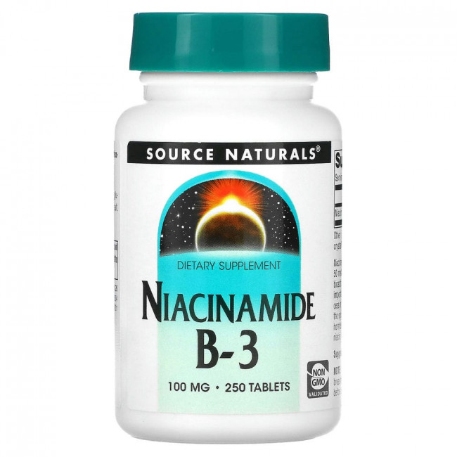 Source Naturals, Никотинамид B-3, 100 мг, 250 таблеток